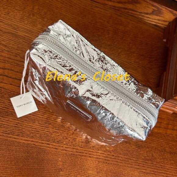 NWT ~ TORY BURCH METALLIC COSTMETIC BAG - Picture 8 of 8